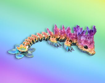Rainbow Sakura Dragon | 3D Printed Articulated Flexi Fidget Toy Easter Valentines Day gift