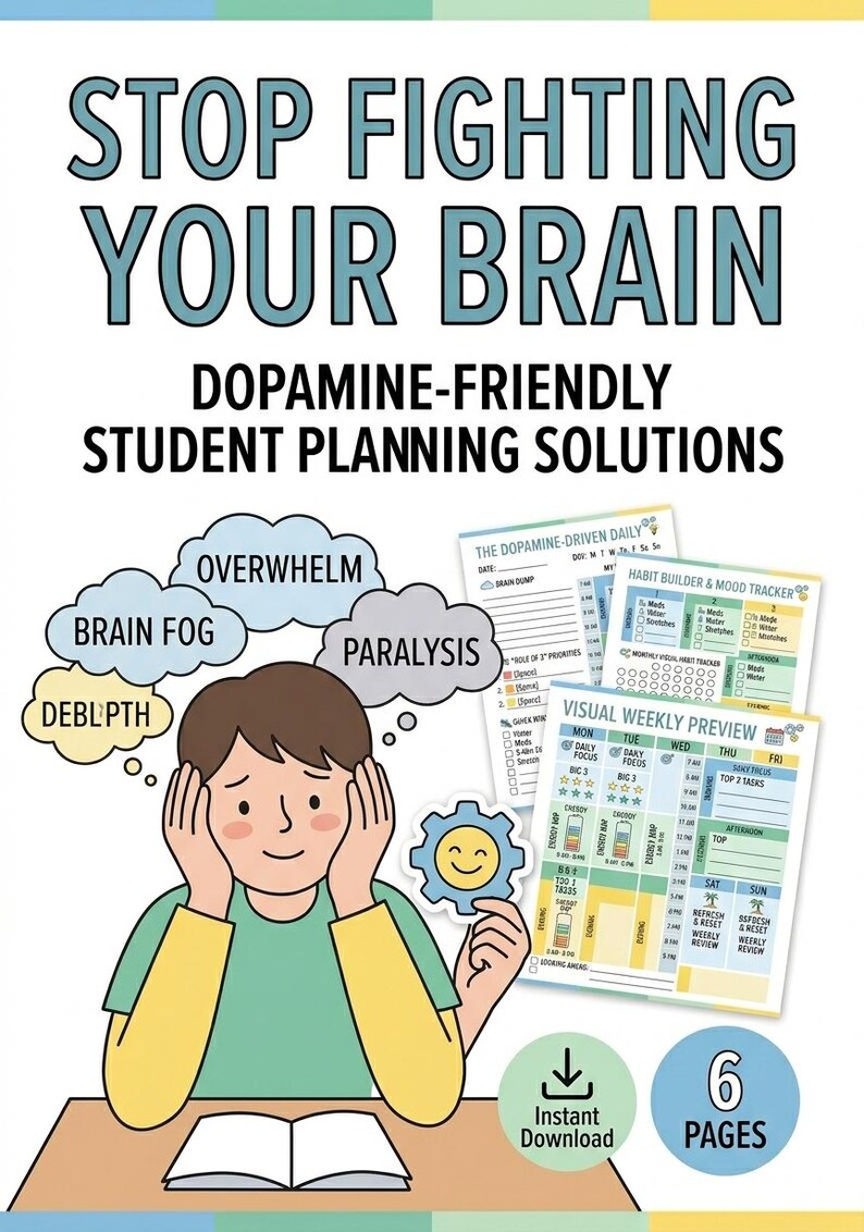 ADHD Student Planner Printable | Academic Executive Functioning Journal ...