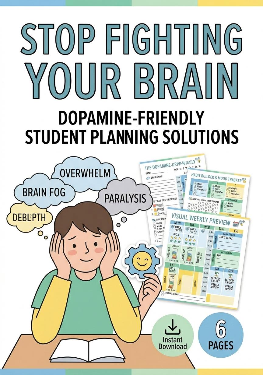 ADHD Student Planner Printable | Academic Executive Functioning Journal ...