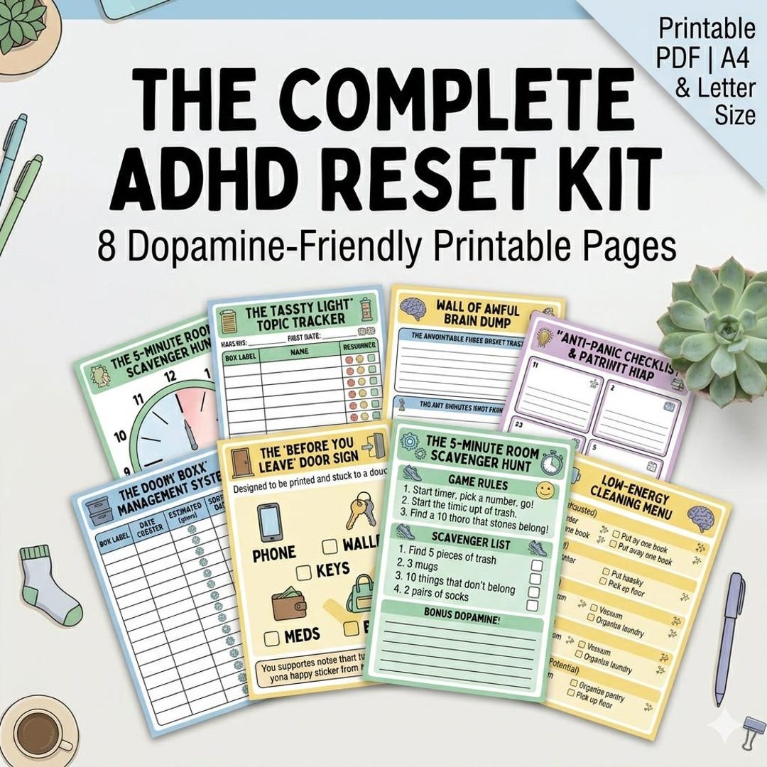 ADHD Home & Room Reset Kit | Low Energy Cleaning Checklist | Doom Box ...