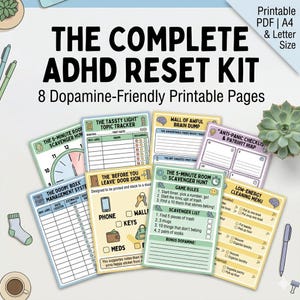 ADHD Home & Zimmer-Reset-Kit | Checkliste für die Reinigung mit geringer Energie | Doom-Box-System | Exekutivfunktion Haushalt | 5-Minuten Tidy Ga
