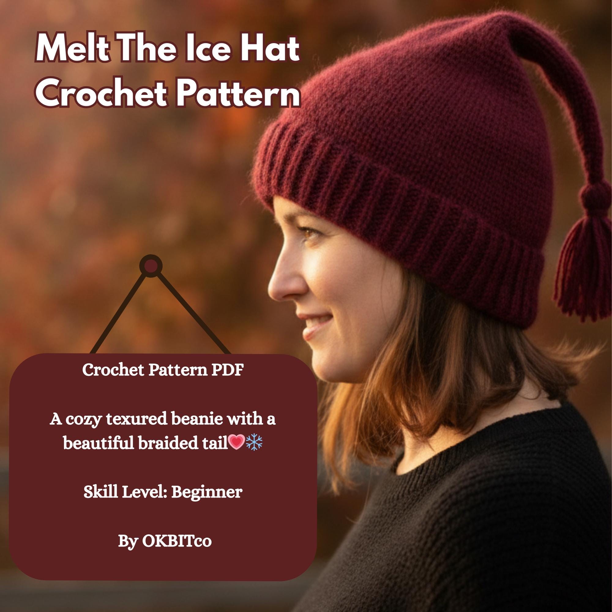 Melt the ICE Hat Crochet Pattern PDF | Tassel Beanie | Drip Y2K