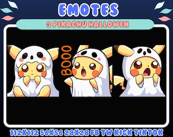 3 Pikachu Halloween Geist Emotes | Twitch, Discord, Kick (Digitaler Download)