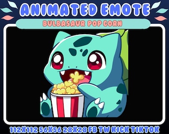 Bulbasaur Popcorn Emote | Animated Twitch, Discord, Kick (Digital Download)