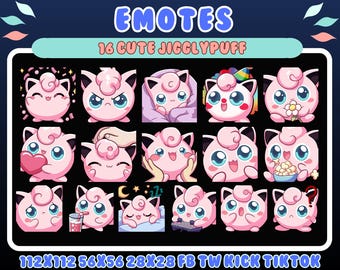 Jigglypuff Emotes for Twitch, Discord, Kick (Digital Download)