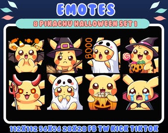 Pikachu Halloween Emotes: Twitch/Discord Stream Pack (Digitaler Download