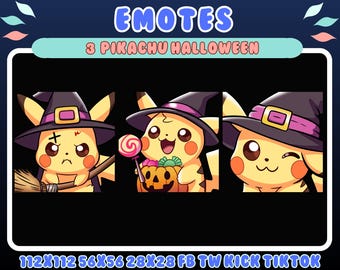 Pikachu Halloween Emotes | Twitch, Discord, Kick (Digitaler Download)