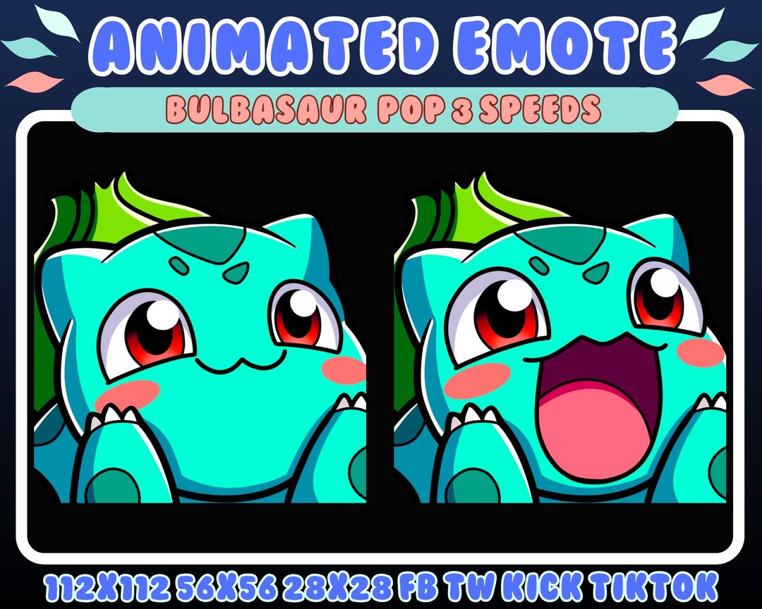 Bulbasaur Pop Animated Emote | Twitch, Discord, Kick (digital Download ...