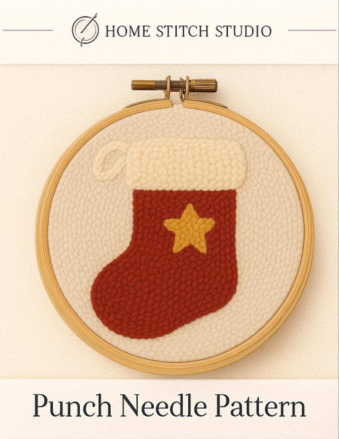 Christmas Stocking Punch Needle Pattern - Beginner Holiday Embroidery ...