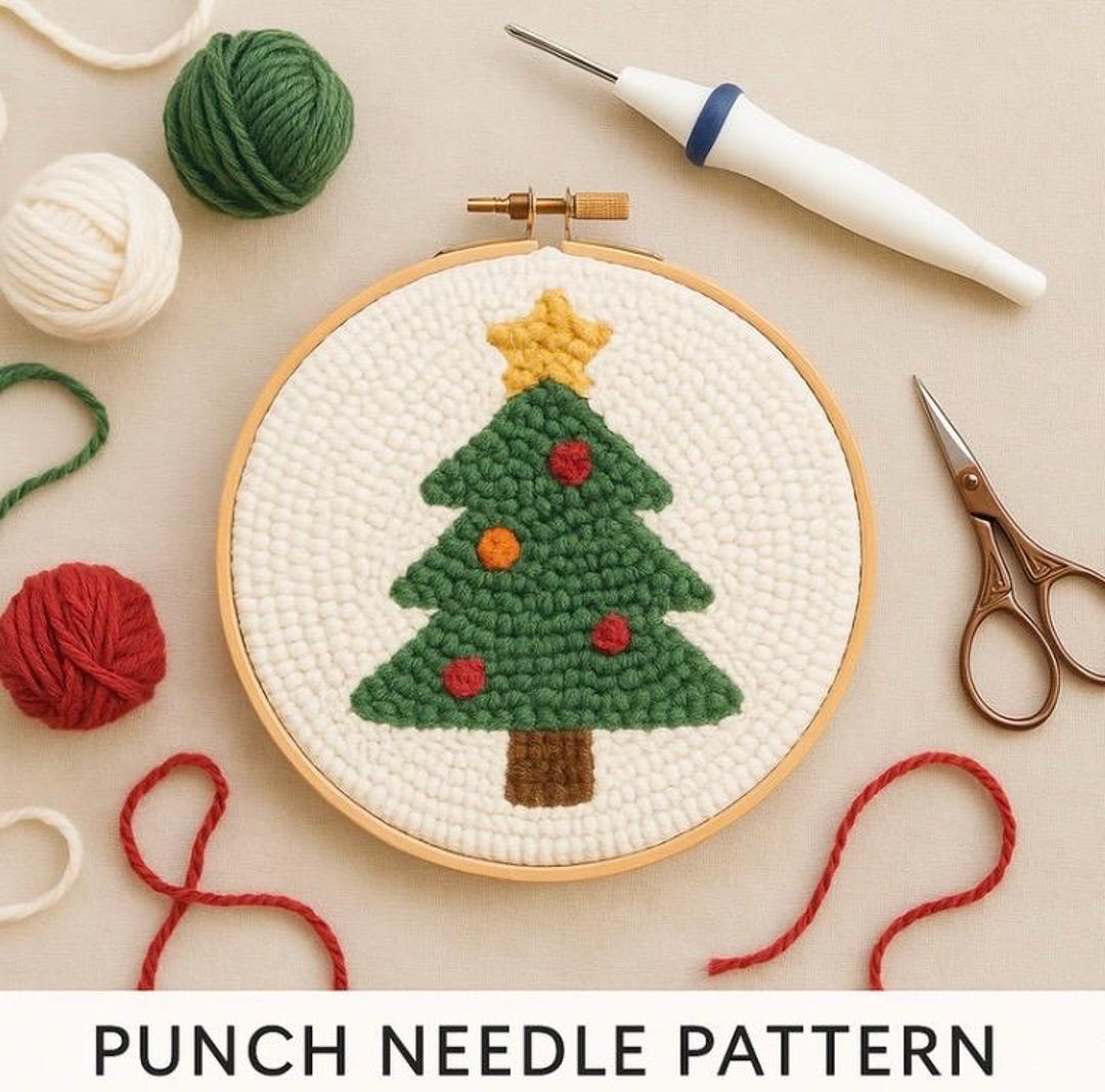 Christmas Tree Punch Needle Pattern – Beginner Holiday Design ...