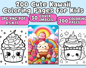 200 kawaii kleurplaten: megabundel voor kinderen (pdf, jpg, png)