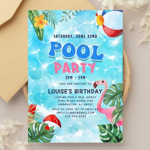 Pool Party Invitation, Text Invitation, Iphone Invitation, Neon Evite, Summer Swimming Pool Party sms, Smartphone, Mobile, Electronic Invite