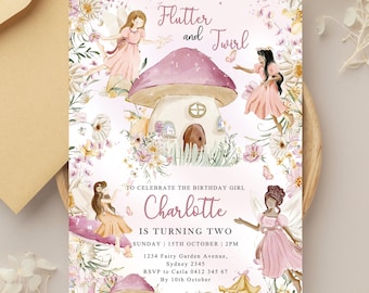 Editable Fairy Birthday Invitation Template: Canva Design (5x7 inch)