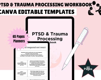 C-PTSD Trauma Therapy Workbook: Healing & Processing (Canva Template)