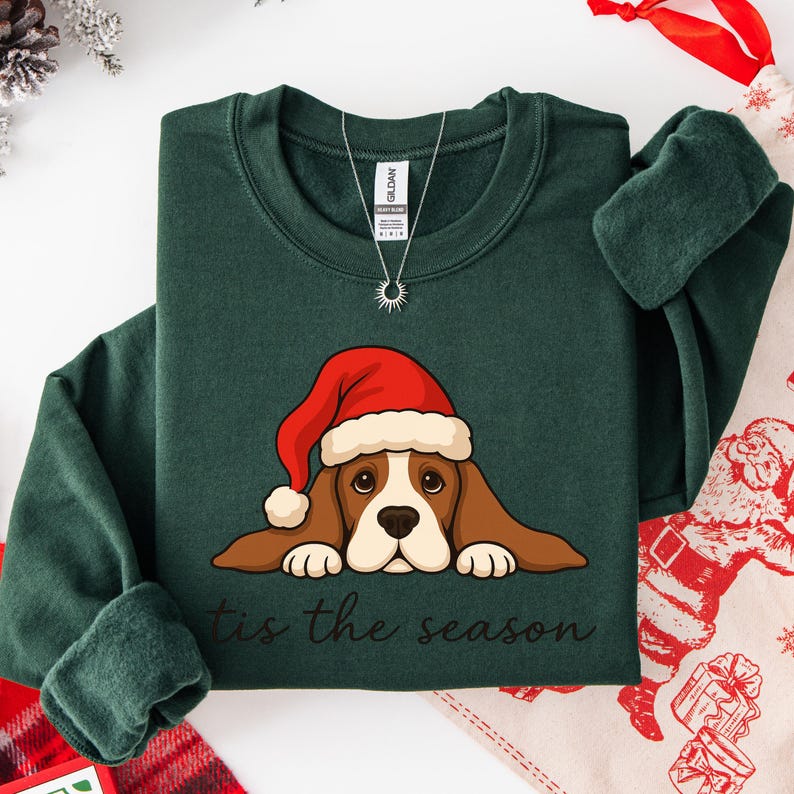 Basset Hound “’tis the Season” Sweatshirt: Cute Christmas Dog Lover ...