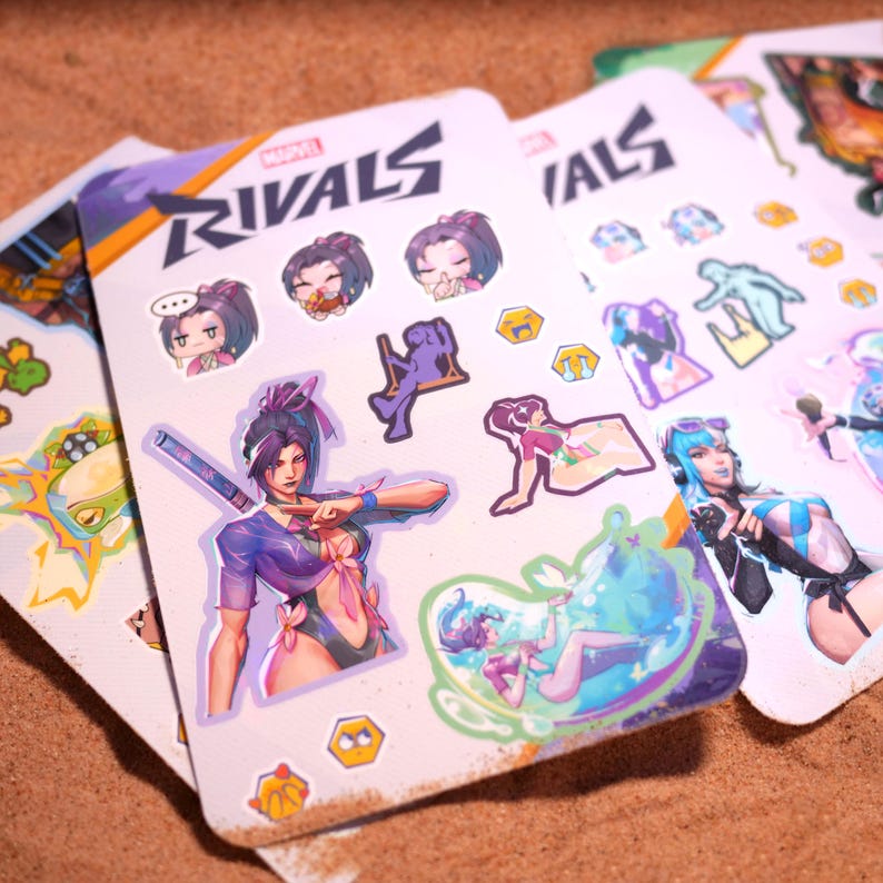 Rivals Sticker Marvel Rivals Summer Skins Sticker Sheets (psylocke, Luna Snow, Thor ...