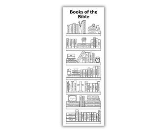 Bücher der Bibel Bücherregal Lesezeichen: Bibellese-Tracker Druckbare Bibelliste, Bibelausmalseite, digitaler Download PDF