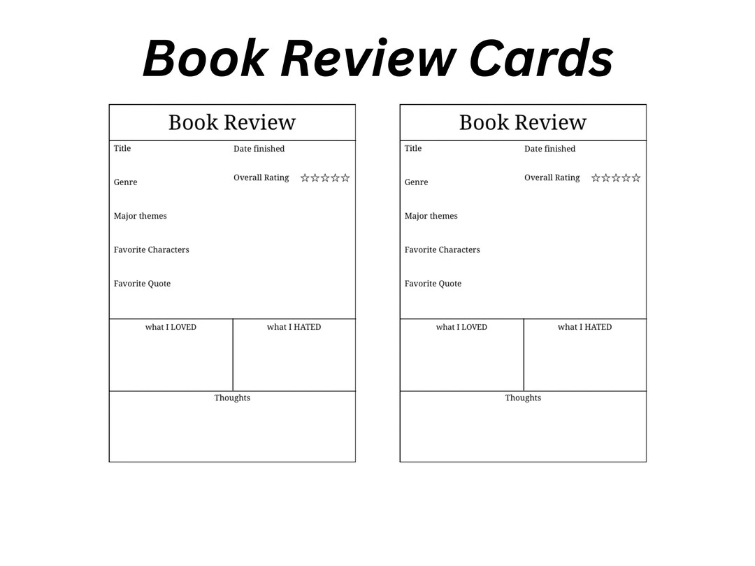 Printable Book Review Bookmark | Annotation Cards With Rating ...