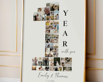 Regalo personalizzabile per il primo anniversario, regalo personalizzato per il primo anniversario per fidanzato o fidanzata, regalo dell'ultimo minuto per l'anniversario, modello Canva