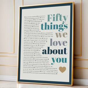 50 Reasons We Love You; 50th Gift for husband; 50 Reasons; Personalized Birthday Gift; 50th Birthday Gift for him/her; 50th Birthday Gifts