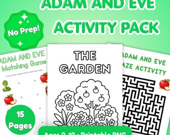 Adam and Eve Activity Pack | Garden of Eden Coloring Pages, Mazes, Games (Ages 2-10)