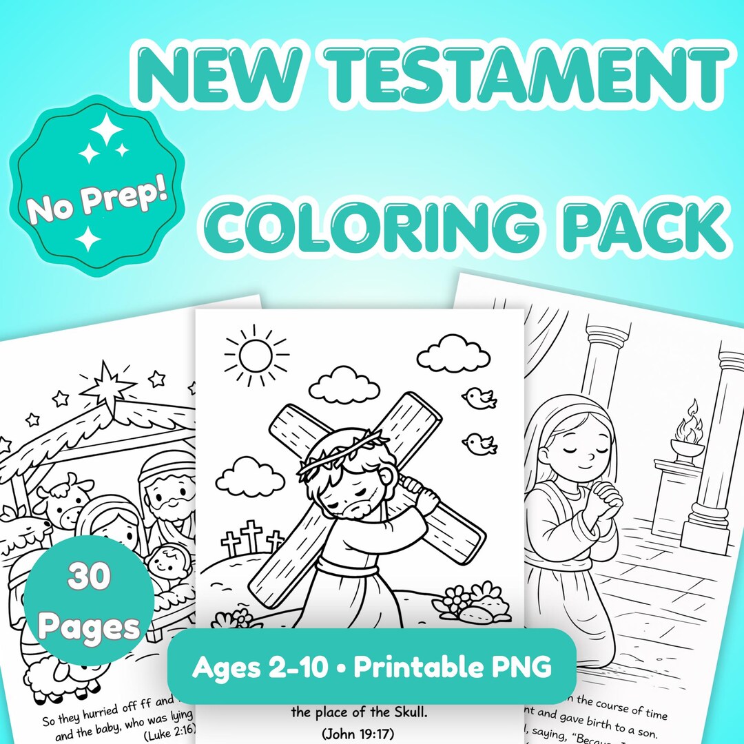 New Testament Bible Coloring Pages | 30 Printable Story Sheets (ages 2 ...