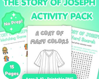 Story of Joseph Activity Pack | Bible Coloring Pages, Mazes, I-Spy (Digital Download)