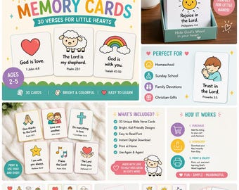Bible Verse Memory Cards for Toddlers (Ages 2-5) – 30 Pack (Digital Download)