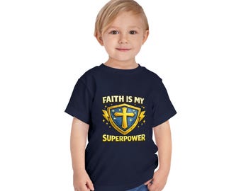 Faith Is My Superpower Toddler Tee | Christian Shield Cross Design