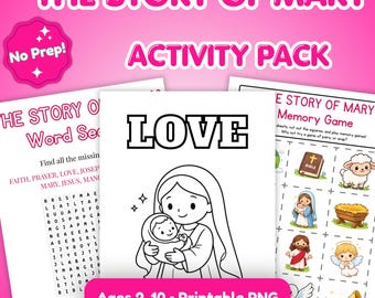 Story of Mary Bible Activity Pack – Kids Faith Learning (Digital Download)