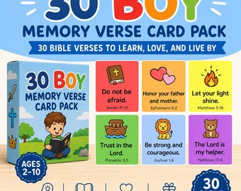 Bible Memory Verse Cards for Boys | Scripture for Kids (PDF Download)