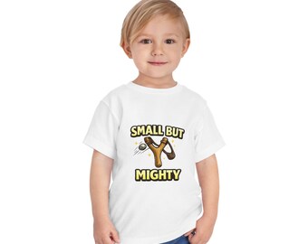 Small But Mighty Toddler Tee | Christian Shield Cross Design