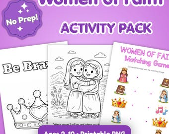 Women of Faith - Bible Coloring and Activity Pack for Kids - Printable PNG