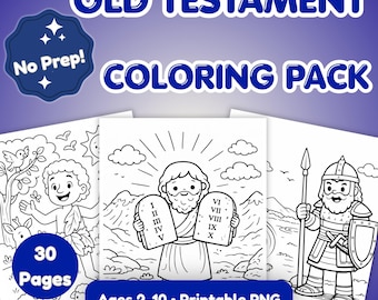 Old Testament Bible Coloring Pages | 30 Printable Story Sheets (Ages 2-10) (Digital Download)