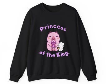Capybara Holding Bubble Tea Sweatshirt – Princess of the King Design