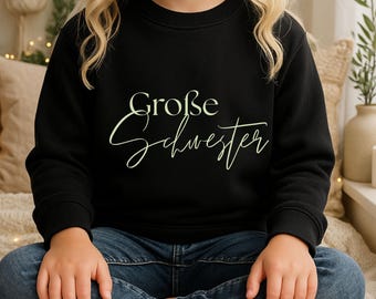 Große Schwester Sweatshirt Kinder, Verkündungspullover Schwangerschaft, Geschwisterkind auf dem Weg