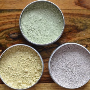 Natural Clay Face Mask – Green French Clay, Rose Kaolin Clay & Yellow Brazilian Clay – 2 oz Tin Jars – Detox, Brighten and Nourish Skin