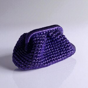 Handmade Metallic Purple Woven Clutch Bag – Elegant Evening Purse, Unique Crochet Handbag for Weddings, Parties and Special Occasions