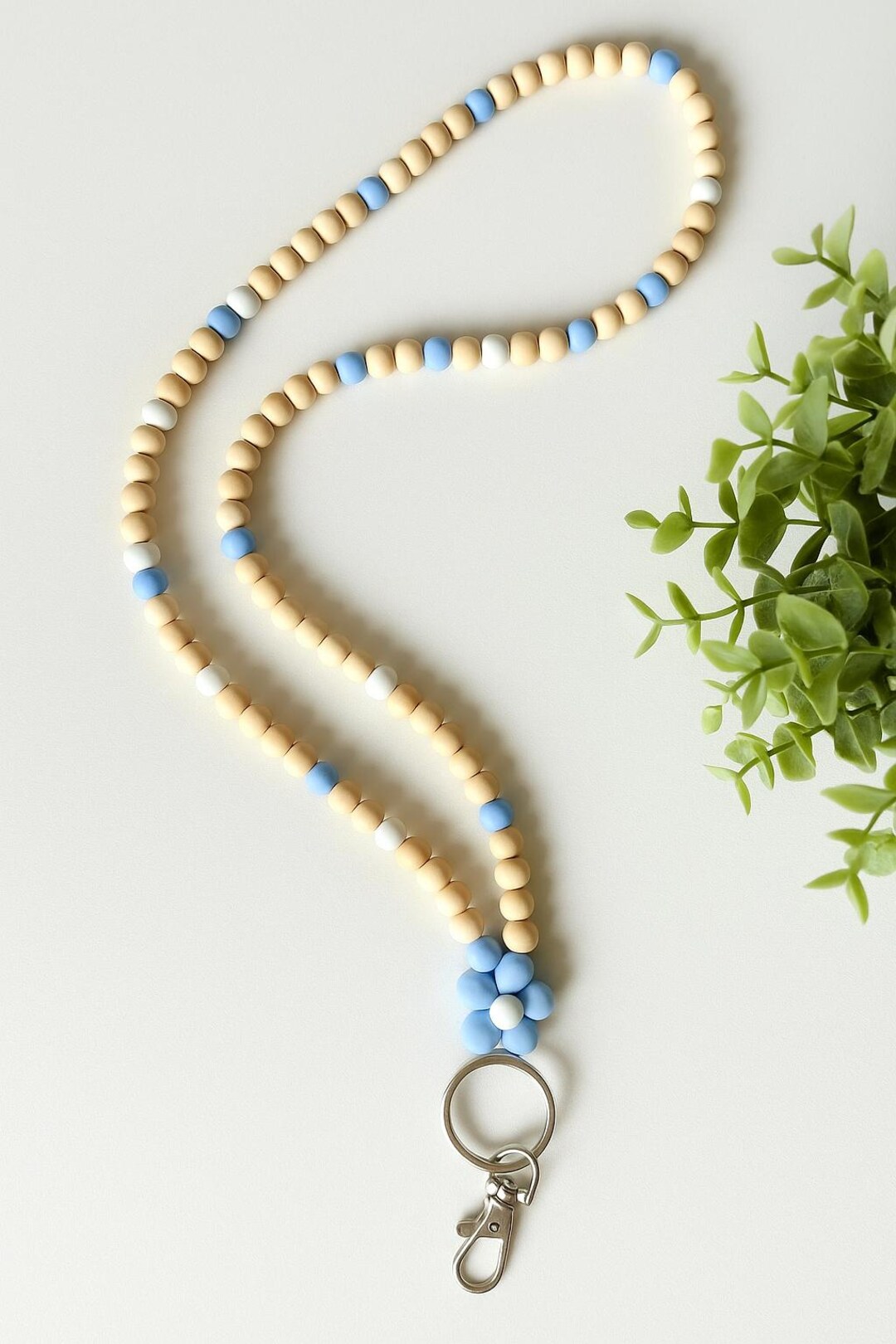 Personalized Flower Lanyard | Beaded Lanyard | Flower Beads | Badge ...