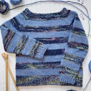 Hand Knit Baby Sweater|0-6months|Knitted Baby Jumper|Basic Striped Sweater|Baby Shower Gift|Hand-Dyed Super Soft Luxury Yarn