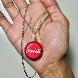 Bottle Cap Necklace – Handmade Recycled Pendant Jewelry | Coca-Cola or Gold Foil Resin