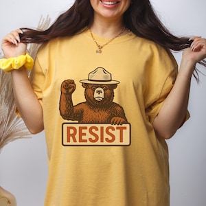 Resist Smokey Bear Shirt: Protect Our Parks, Activist Tee %100 Cotton S-3XL