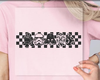 Vinilo de transferencia DTF de Star Wars Checker / Personajes del Lado Oscuro / Listo para prensar / Diseño estilo galaxia