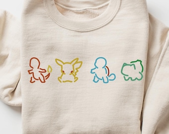 Contorno de Pokémon SVG, Charmander, Pikachu SVG, Squirtle, Bulbasaur, regalo de Pokémon, decoración de pared de Pokémon, regalo de cumpleaños, diseños de sublimación