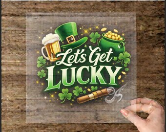 Transferencia DTF Let's Get Lucky / Diseño de camiseta lista para imprimir del Día de San Patricio / Impresión de trébol de cerveza Pot of Gold