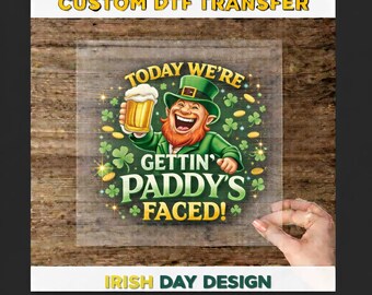 Hoy nos encontramos con la transferencia DTF de Paddy's Faced / Diseño divertido de camiseta de duende listo para imprimir para el Día de San Patricio