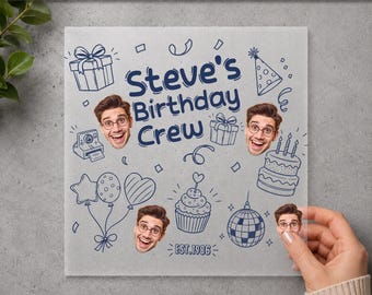 Custom Birthday Crew DTF Transfer, Personalized Birthday Shirt Transfer, Photo Face Heat Transfer, Ready to Press, Gang Sheet Print