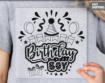 Diseño para camisetas de cumpleaños infantiles: Tinta negra - Listo para estampar