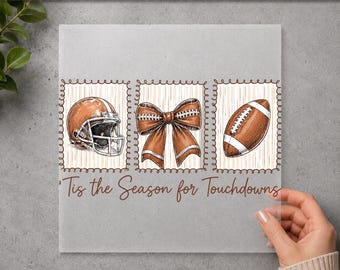 Tis the Season for Touchdowns DTF Transfer, Football Heat Transfer, Ready to Press, Football Bow, DIY Game Day Shirt