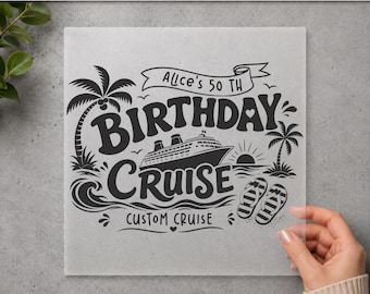 Custom Cruise Birthday DTF Transfer, Personalized Name Cruise Heat Transfer, Family Vacation Shirt Print, Ready to Press Decal